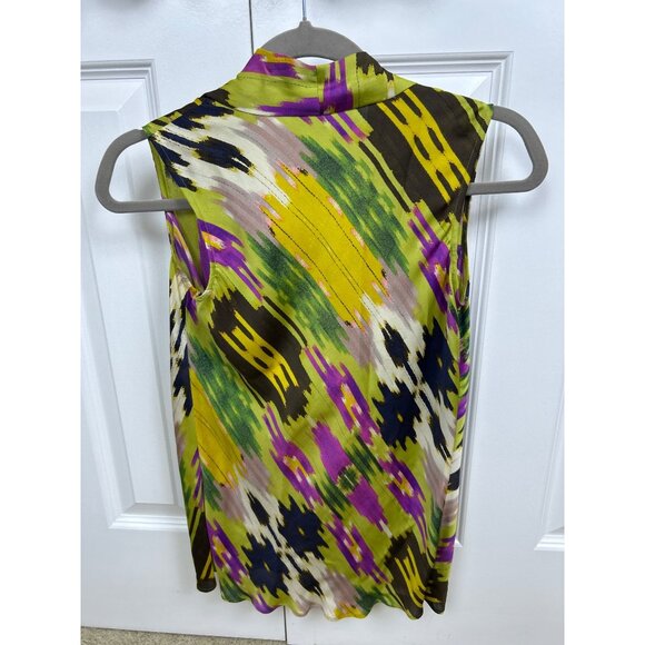 Josie Natori Blouse Top Women's Size XS 100% Silk Cowl Sleeveless Multicolor - Picture 3 of 7